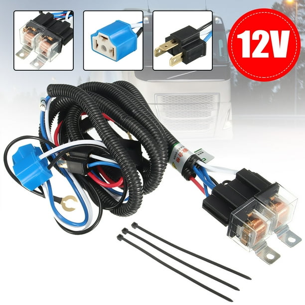 4 Headlight Relay Wire Harness H4 9003 Light Bulb Ceramic Socket Plugs DODGE RAM